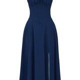 Oakley - Elegant French Style Belted Strap Dress