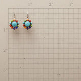 Flower Earrings with Multicolour Stones