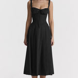 Oakley - Elegant French Style Belted Strap Dress
