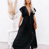 Audra - Boho V-Neck Kimono Beach Cover-Up Dress