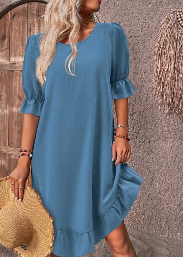 Isolde - Retro Charm Half Sleeve Midi Dress