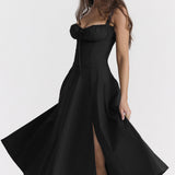 Oakley - Elegant French Style Belted Strap Dress