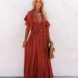 Audra - Boho V-Neck Kimono Beach Cover-Up Dress