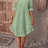 Isolde - Retro Charm Half Sleeve Midi Dress