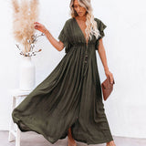 Audra - Boho V-Neck Kimono Beach Cover-Up Dress