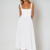 Trinity - Elegant Solid Sleeveless A-Line Midi Dress