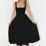 Trinity - Elegant Solid Sleeveless A-Line Midi Dress