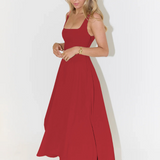 Trinity - Elegant Solid Sleeveless A-Line Midi Dress
