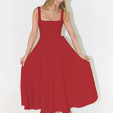 Trinity - Elegant Solid Sleeveless A-Line Midi Dress