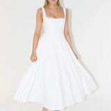 Trinity - Elegant Solid Sleeveless A-Line Midi Dress