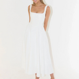 Trinity - Elegant Solid Sleeveless A-Line Midi Dress