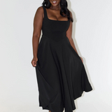 Trinity - Elegant Solid Sleeveless A-Line Midi Dress