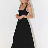 Trinity - Elegant Solid Sleeveless A-Line Midi Dress