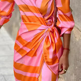 Olivia – Printed Waist-Cinching Shirt Dress
