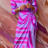 Olivia – Printed Waist-Cinching Shirt Dress