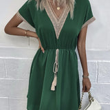 Josephine - Chic V-Neck Boho Dress with Flattering Waist Tie