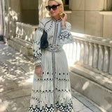 Mirabel - Elegant Retro Pattern Print A-Line Dress