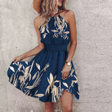 Loxley - Backless Irregular Printed Mini Dress