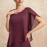Belle - Flowy Short Sleeve Irregular Layered Long Dress