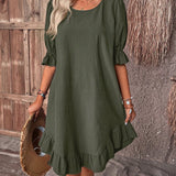 Isolde - Retro Charm Half Sleeve Midi Dress