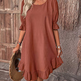 Isolde - Retro Charm Half Sleeve Midi Dress