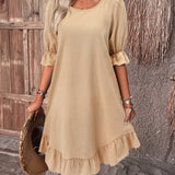 Isolde - Retro Charm Half Sleeve Midi Dress