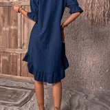 Isolde - Retro Charm Half Sleeve Midi Dress