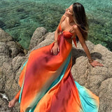 Saylor - Gradient Backless Sleeveless Sling Maxi Dress