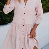 Zuri - Women’s Loose Shirt Style V-Neck Mini Dress