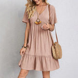 Audrey - Trendy Boho Ruffle Hem Mini Dress