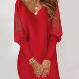 Marilyn – Elegant Lace-Sleeve Comfort Dress