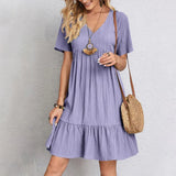 Audrey - Trendy Boho Ruffle Hem Mini Dress