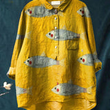 Marina | Playful Fish Print Shirt
