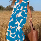 Elowen - Irregular Geometric Print Sleeveless Dress