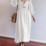 Aviana - Elegant Reversible Puff Sleeve Maxi Dress