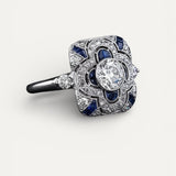 Vintage Silver Ring with Blue Cubic Zirconia