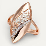 Elegant Sparkling Gold Ring with Double Peak