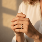 Classic Adjustable Gold Ring with Round Crystal