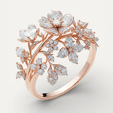 Flower Ring with Sparkling Crystal