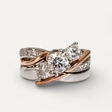 Vintage Gold and Silver Ring with Cubic Zirconia