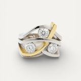 Vintage Gold and Silver Ring with Cubic Zirconia Gemstone