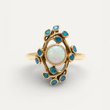 Vintage Ring with Blue and Opal Crystals