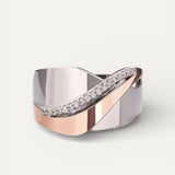 Vintage Rose Gold and Silver Ring with Cubic Zirconia