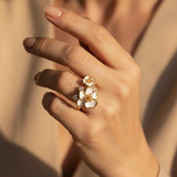 Gold Ring with White Flower