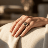 Vintage Rose Gold and Silver Ring with Cubic Zirconia