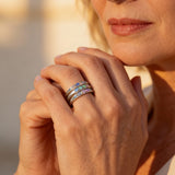 Vintage Silver Ring with Layered Blue Stone