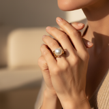 Vintage Gold Ring with Pearl Inlay