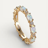 Vintage Gold Eternity Ring with Opal