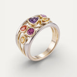 Vintage Gold and Silver Ring with Colourful Cubic Zirconia