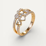 Gold Heart Ring with Crystals